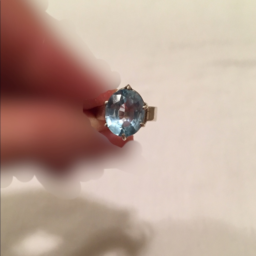 Large Stone Blue Topaz Ring-One Of A Kind